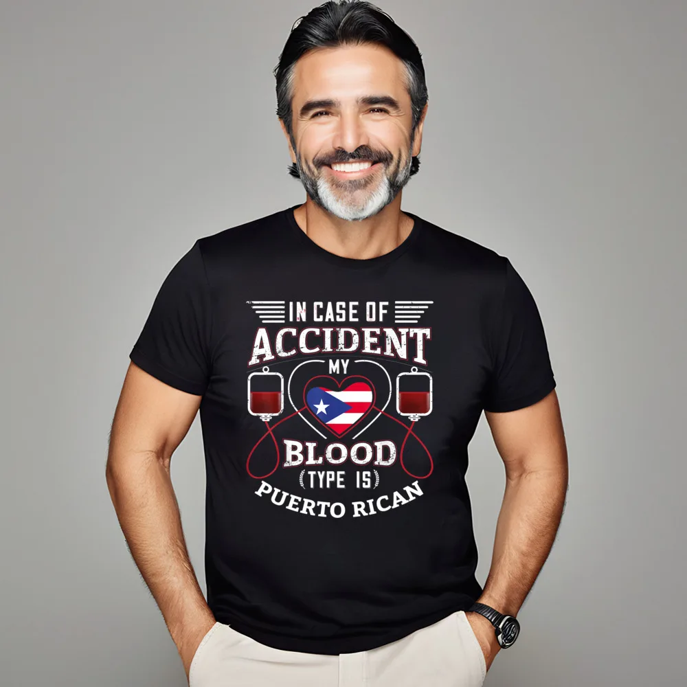 Puerto Rican Shirt National Proud 100% Cotton T-Shirt for Men Short Sleeve Tops & Tees Funky Christmas O Neck Tee-Shirts Casual