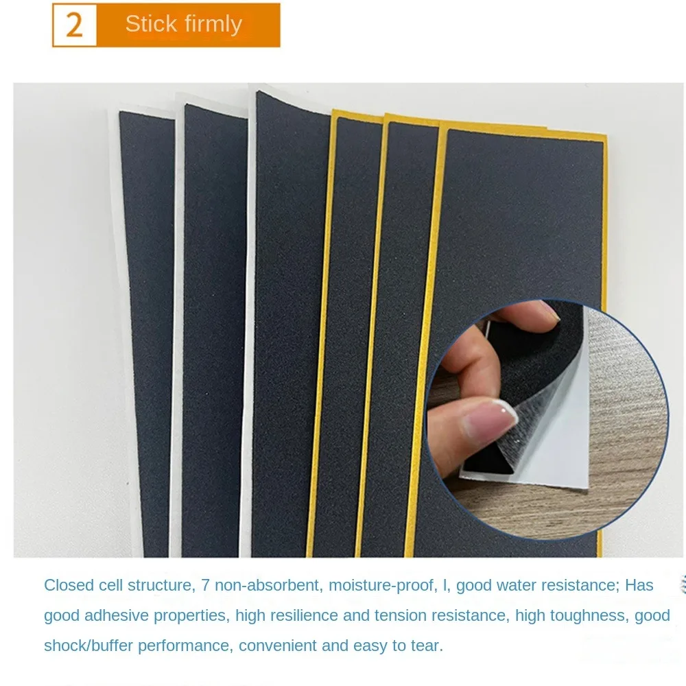 1/6Pcs Foam Grip Fingerboard Grip Tapes Black Self-adhesive Fingerboard Deck Stickers Uncut 110x38mm 100x28mm Non-slip Stickers