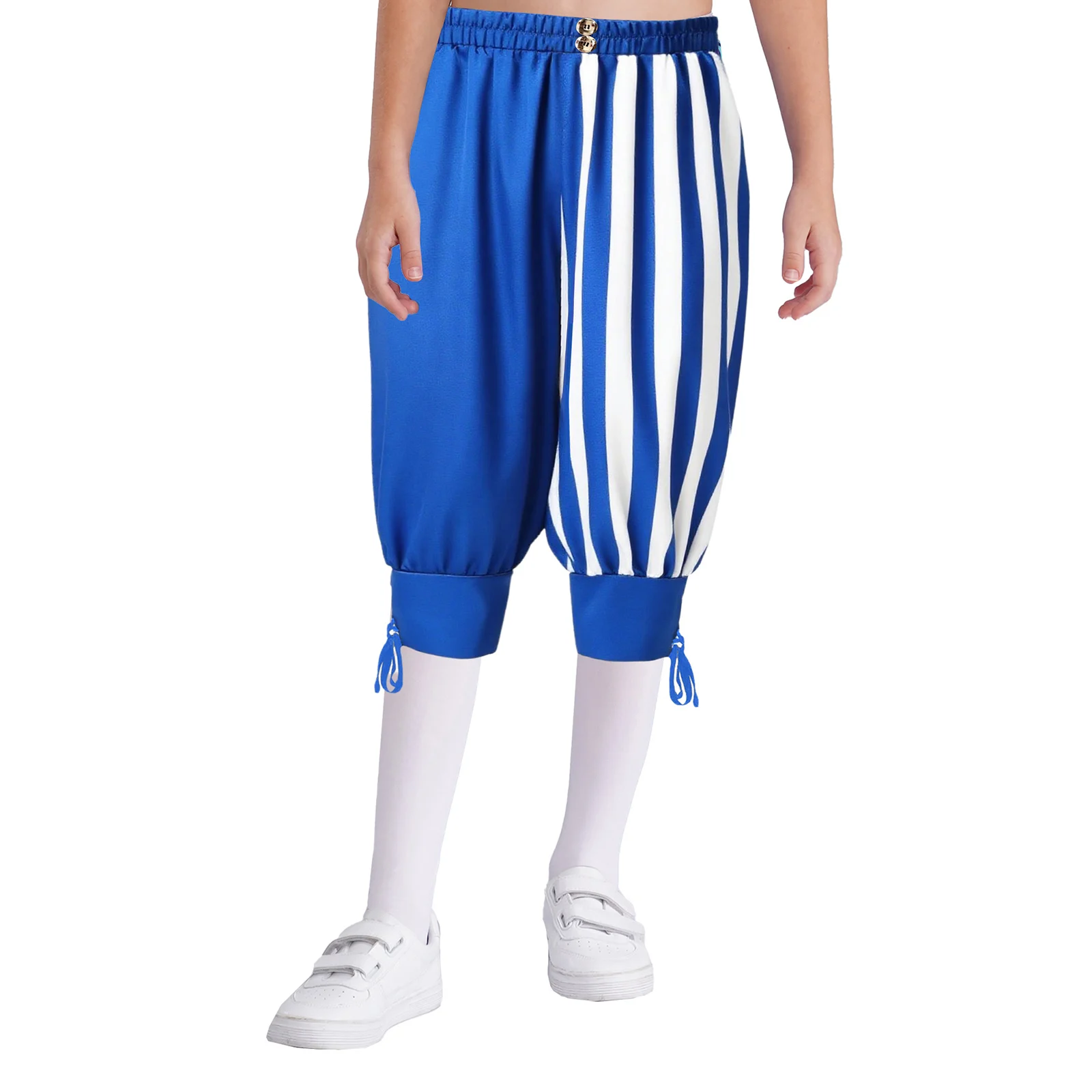

Boys Medieval Viking Pirate Capri Pants Kids Halloween Theme Party Victorian Navigator Cosplay Costume Gothic Striped Trousers