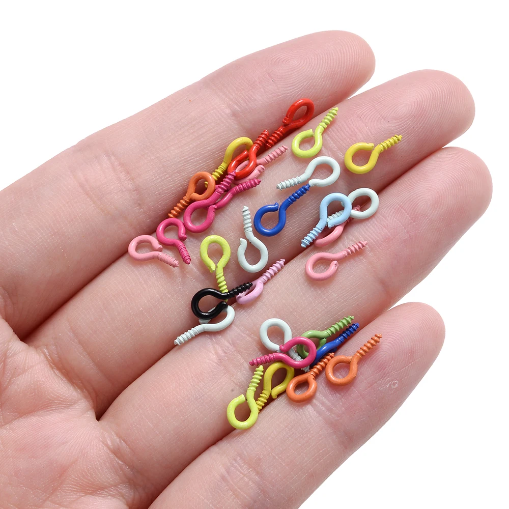 100pcs/Lot 4x8mm Colorful Eyepins For Jewelry Making Findings Eyelets Screw DIY Bracelet Necklace Earring Keychain Accessories