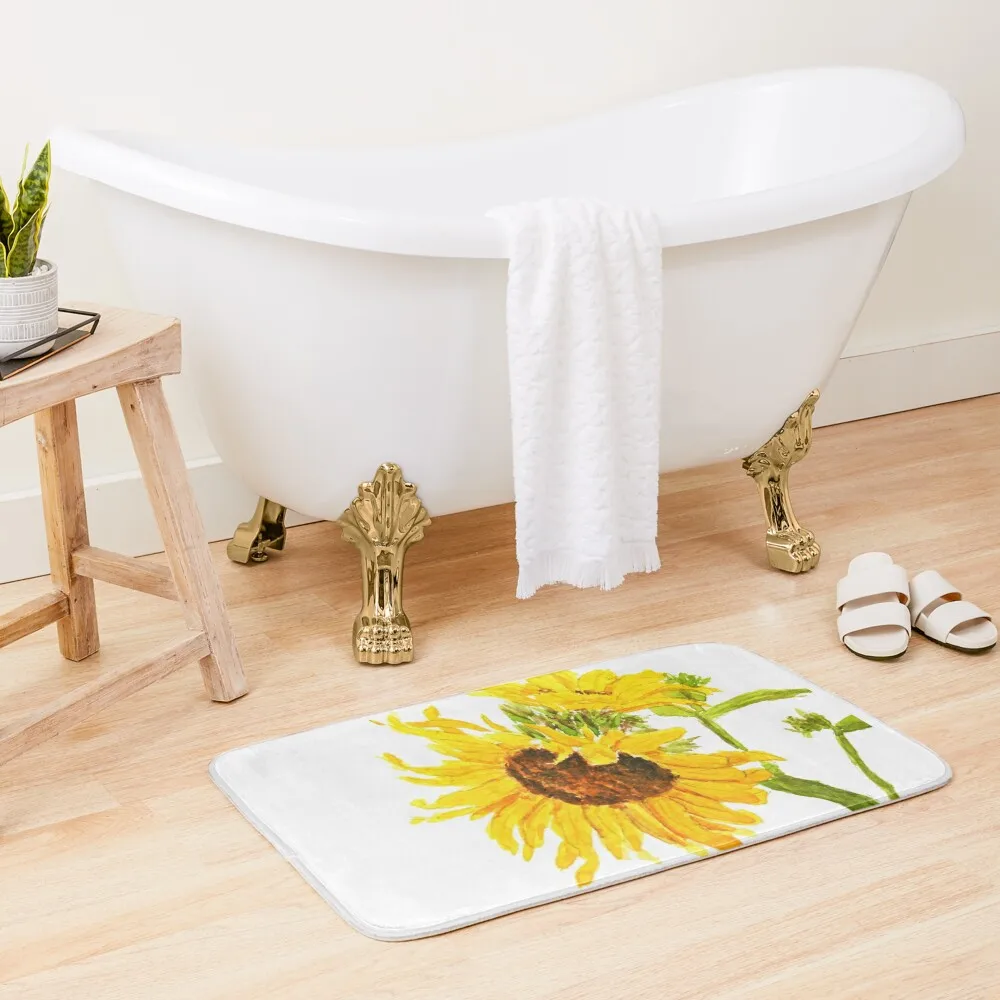 

sunflower watercolor painting macro Bath Mat Carpet For Home Entrance Kit Bathroom Mat
