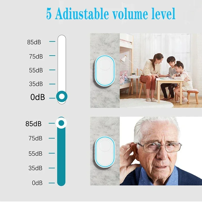 투야 무선 스마트 홈 웰컴 초인종, 방수 단추 LED 조명, 보안 경보 지능형 경보, 433MHz