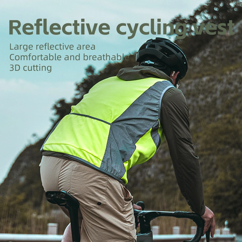 ROCKBROS Cycling Reflective Vest Mesh Ventilation Safety Vest Motorcycle MTB Road Riding Breathable Sleeveless Cycling Equipment