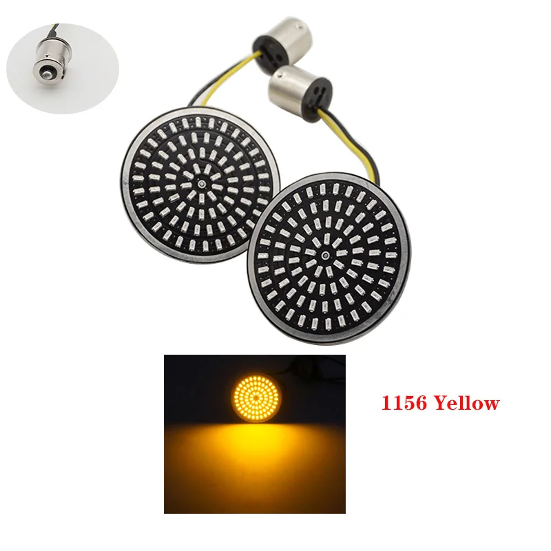 Bullet Style Amber Turn Signal Indicator Lights 1156 1157 SMD LED Panel Bulb For Harley Sportster Touring Electra Glide Dyna