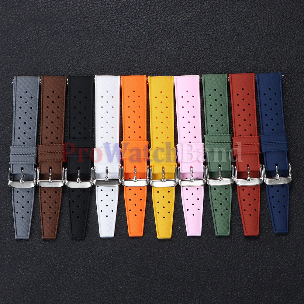 18mm 20mm 22mm Tropic Rubber Watch Straps Quick Release White Yellow Silicone Watchband Breathable Waterproof Men Women Bracelet