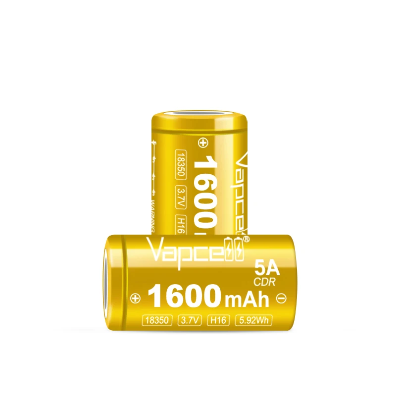 Original Vapcell H16 INR 18350 Battery 1600mAh Capacity CDR 5A 3.7V Rechargeable Lithium-ion Batteries For DIY Battery Pack