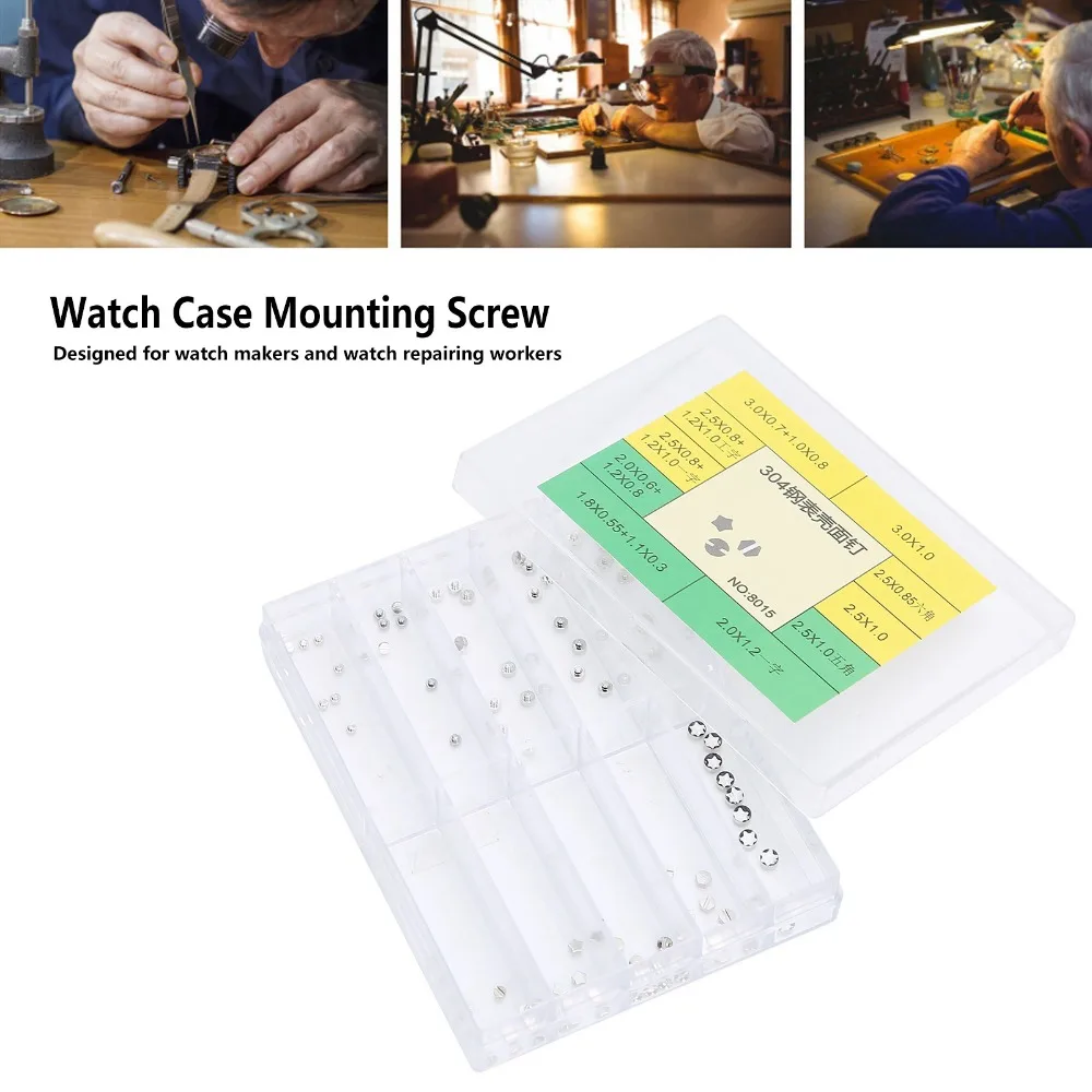 Silver Watch Case Studs 304 Stainless Steel Multiple Sizes Boxed Watch Case Fastener Kit Multi-type Watch Surface Pins