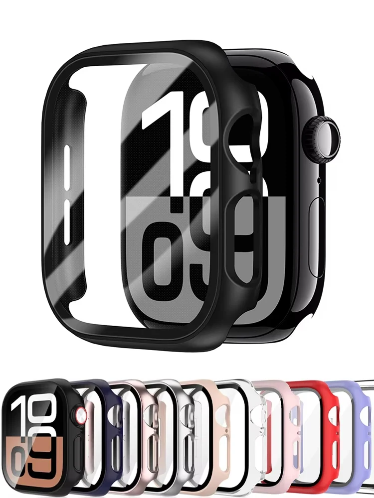 Cover For Apple Watch Case 46MM 42MM Accessories Screen Protector HD Tempered Glass Hard PC Bumper iWatch Series 10 Protective