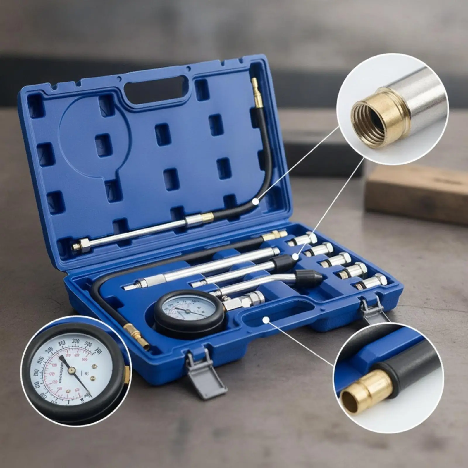 Automotive Cylinder Tester Kit Engine Compression Gauge 300 PSI for Vehicle Fault Diagnosis with Hose