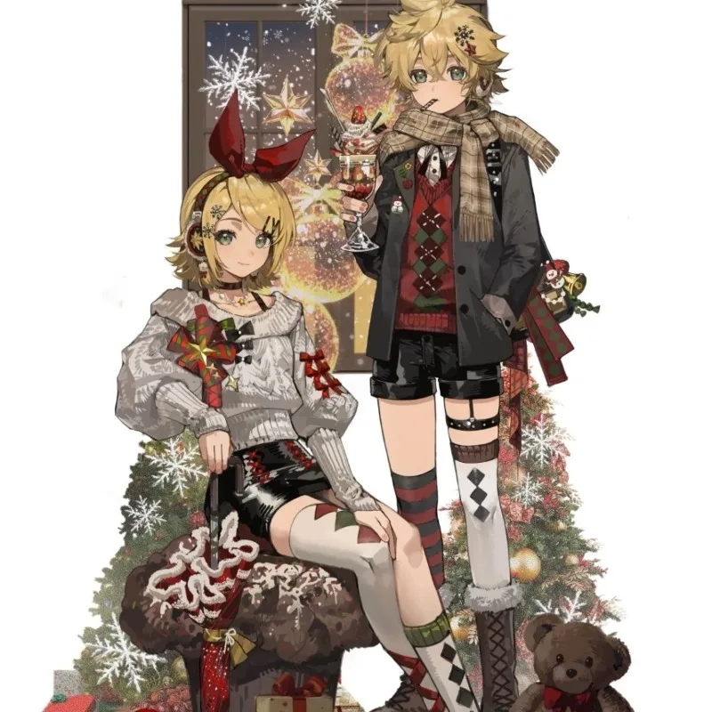 

Кагамине Рин/Лен акриловая фигурка-подставка Хацунэ Мику-Project DIVA- аниме периферийные устройства для творчества Рождественская тема настольное украшение