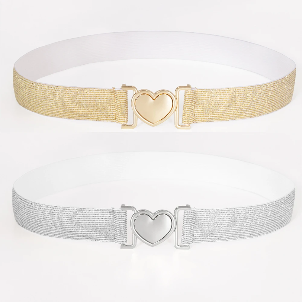 

SISHION 2024 Fashion Plus Size S-XXL Women Waist Belts YD0007 Elastic Thin Golden Silver Bling Gothic Corsets Belt Heart Buckle