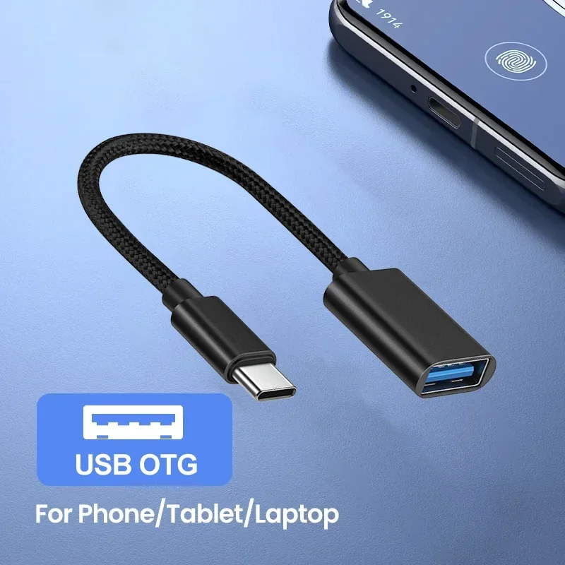For Mobile Phone USB Female to Type C Male Adapter OTG 15.5CM Long Cable For Xiaomi Samsung S20 Huawei OTG Data Cable Converter
