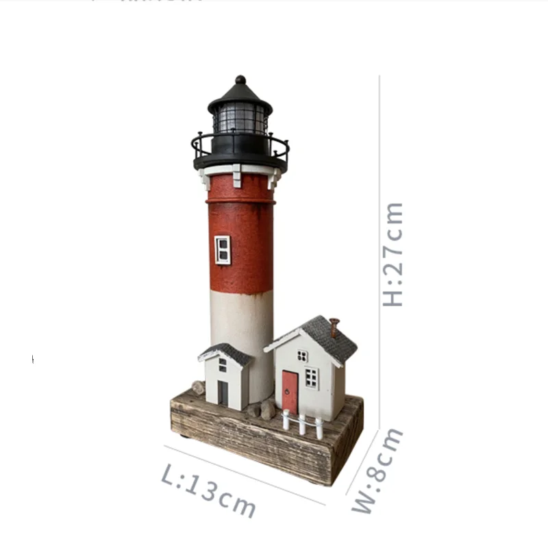 American Vintage Nautical Lighthouse Creativity Marine Style Ornaments Home Nautical Decorations Nostalgic Craft Wood Handicraft
