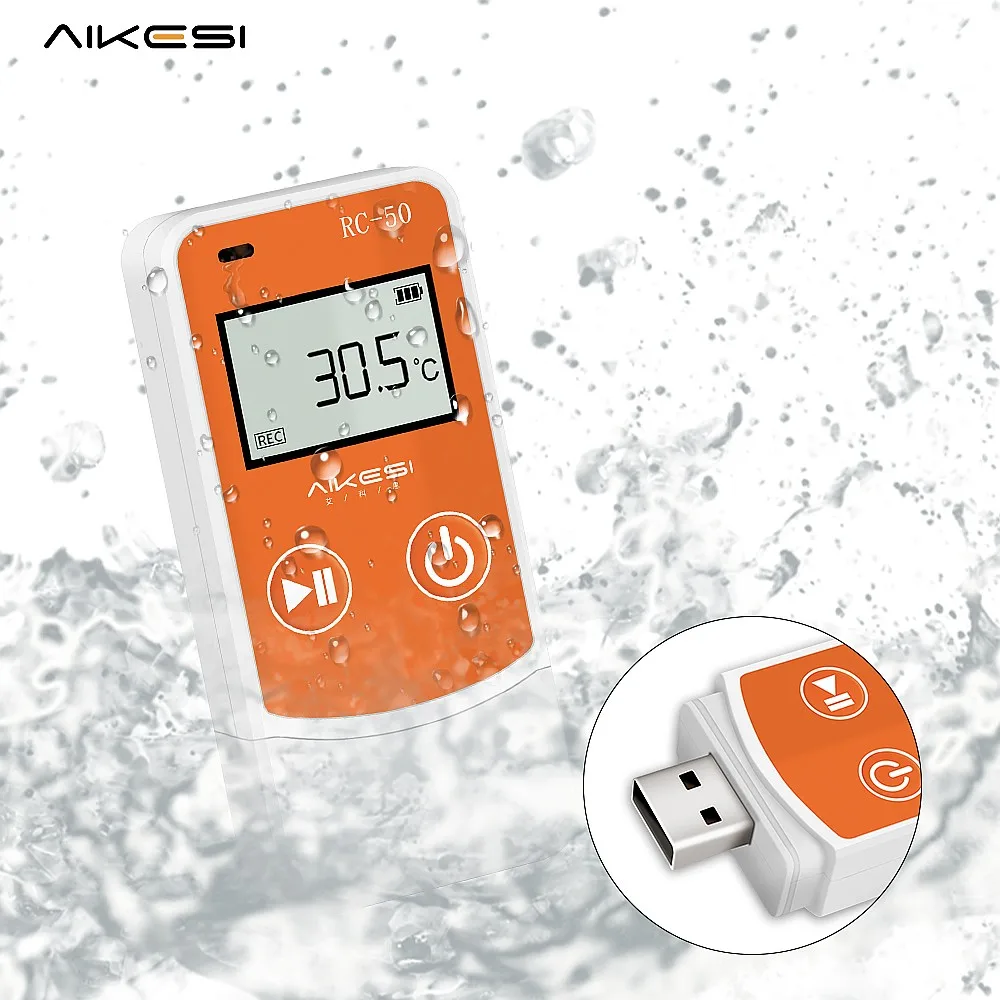 AIKESIS RC-50/60 Trucks and Freezers Fridges Temperature Alarm USB Type C Temperature Sensor Humidity Data Logger CE FCC ROHS