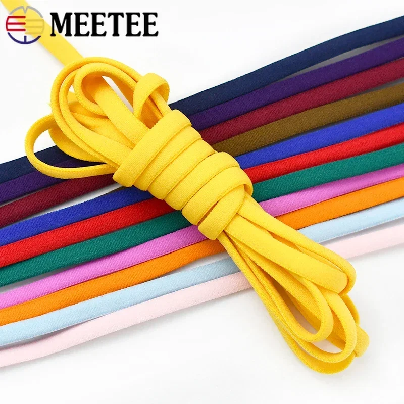 5Meters Meetee 3/5mm Colorful Elastic Band Polyamide Rope Oil Core Hair Ring Ear Strap Belt Decor Rubber Tape Sewing Accessories