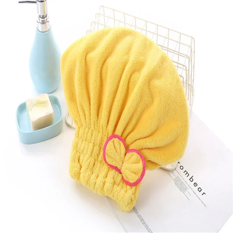 Microfibre Quick Hair Drying Bath Spa Bowknot Wrap Towel Hat Cap for Bath Bathroom Accessories Shower Cap Women Hair head cover