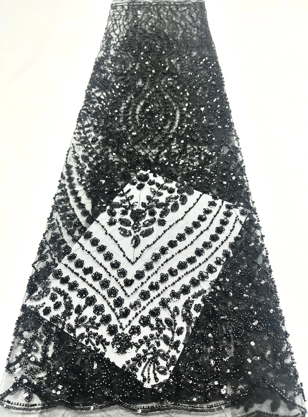 

2026 French Beaded Tulle Lace Fabric with African Sequins for Evening Wedding Dresses High-Quality Latest Fashion Style