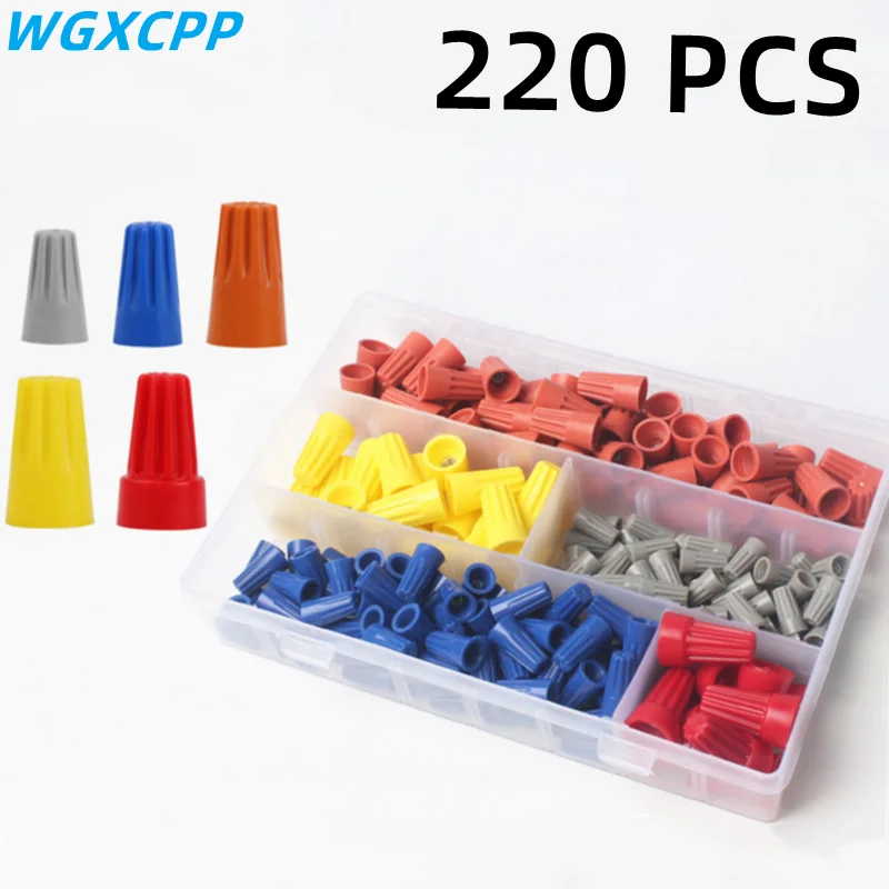 40-220 PCS Box,Quick Connector Spring Cap,Wire Connection Inserts Kit,Insulated Electrical Splice Swivel Wire,Crimp Terminals