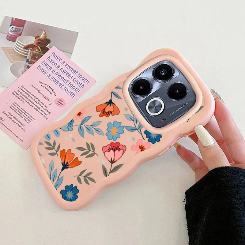 جراب هاتف بتصميم زهور لـ infinix hot note 30 ، 30i ، 40 play ، ذكي 6, 7 ، 8 plus ، ناعم ، ذو حواف مموجة ، غطاء حماية للفتيات #6