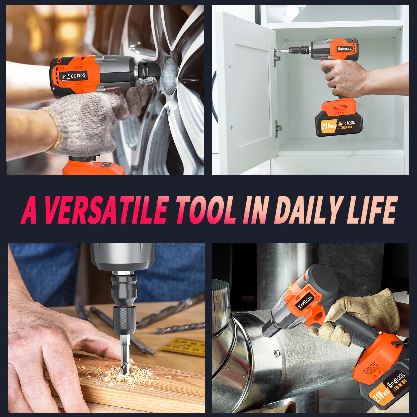 Accuschroevendraaier Boormachine Borstelloze slagmoersleutel Comboset 25+1 koppel 2 snelheden LED, verwijdergereedschap met opbergkoffer