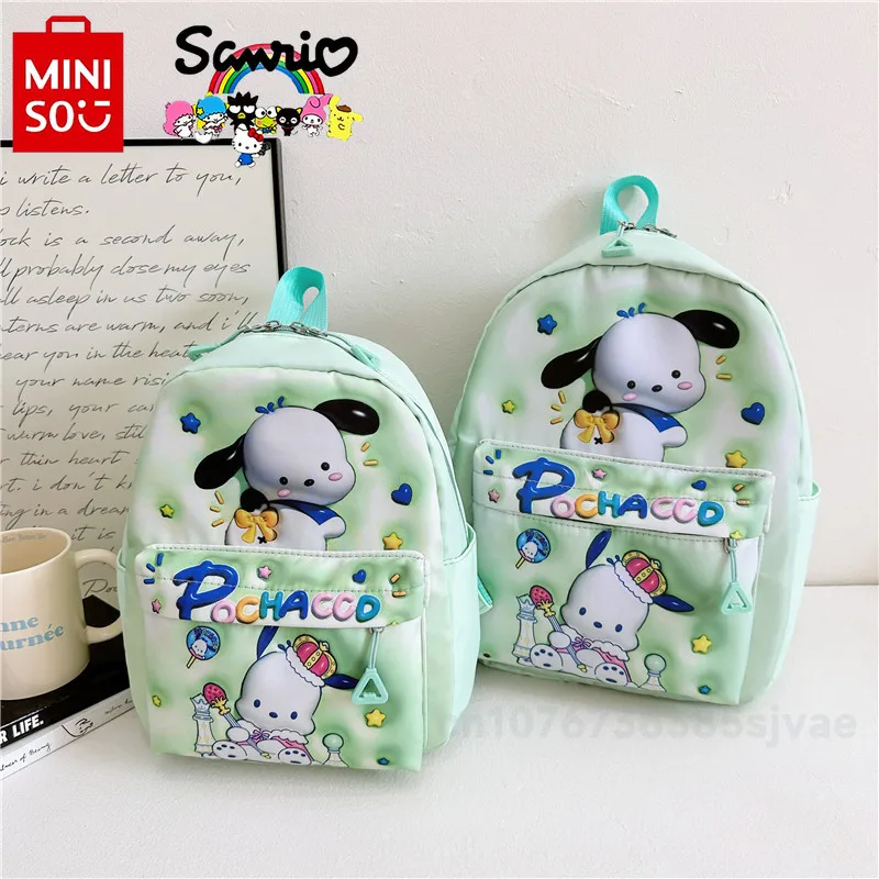 MINISO 2024 New Women's Backpack Fashionable High Quality Multi Functional Children's Backpack Cartoon Leisure Student Backpack