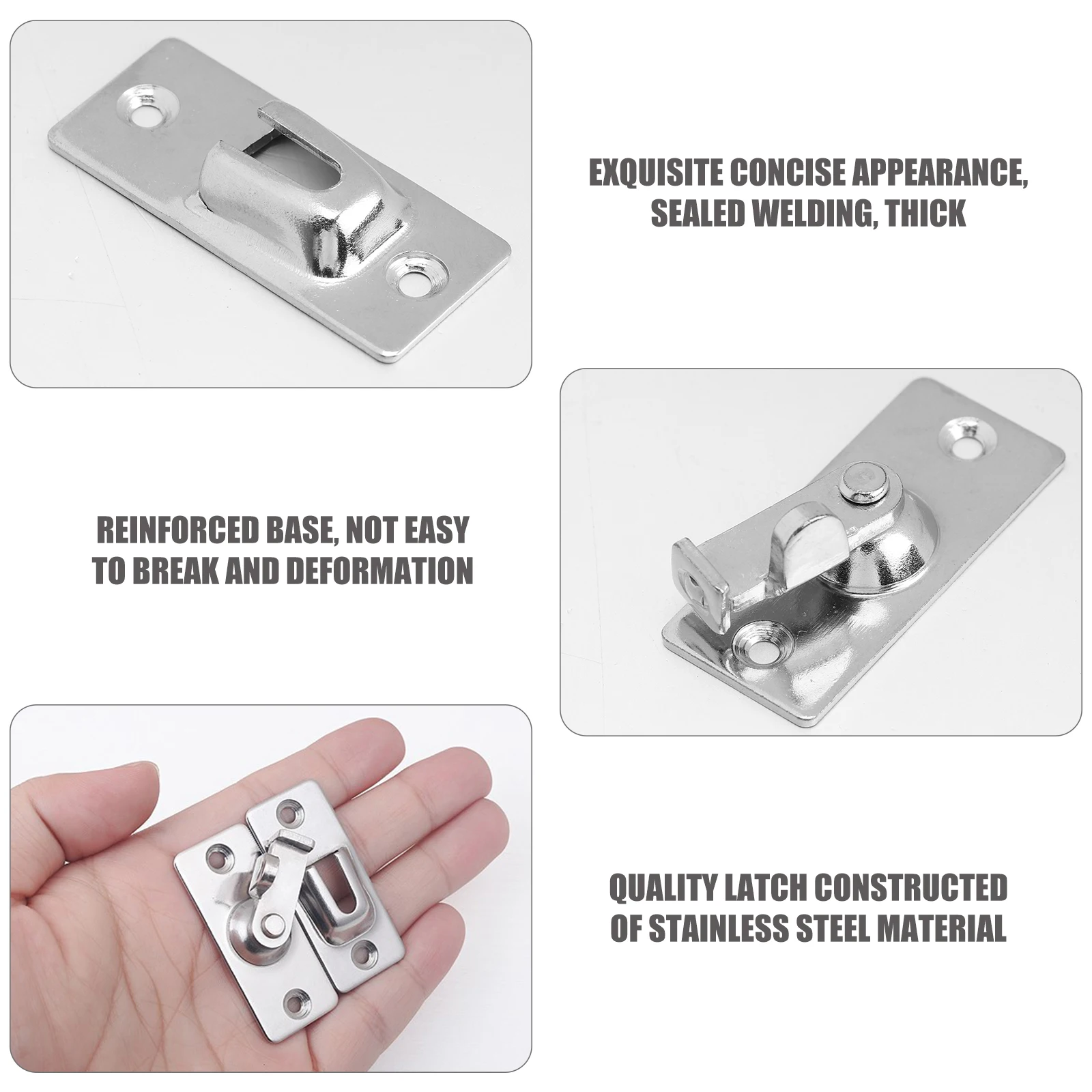 

2 pcs Stainless Steel Door Locks 90Degree Buckle No Punching Deadbolt Silver Window Sliding Locker Hardware Furniture Security