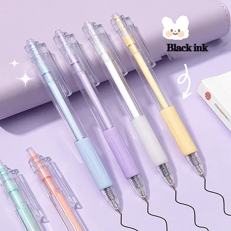 2024 Macaron 6 Kleuren Balpen 0.5Mm Zwarte Inkt Snel Droog Signeren Pen Voor Student School Briefpapier Kawaii Kantoorbenodigdheden