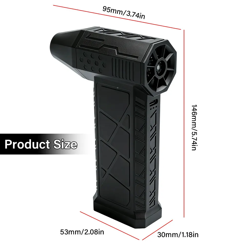 

Mini Turbo Jet Fan Electric Air Duster 130000RPM Adjustable Wind Speed Rechargeable Violent Blower with Light for Car Cleaning