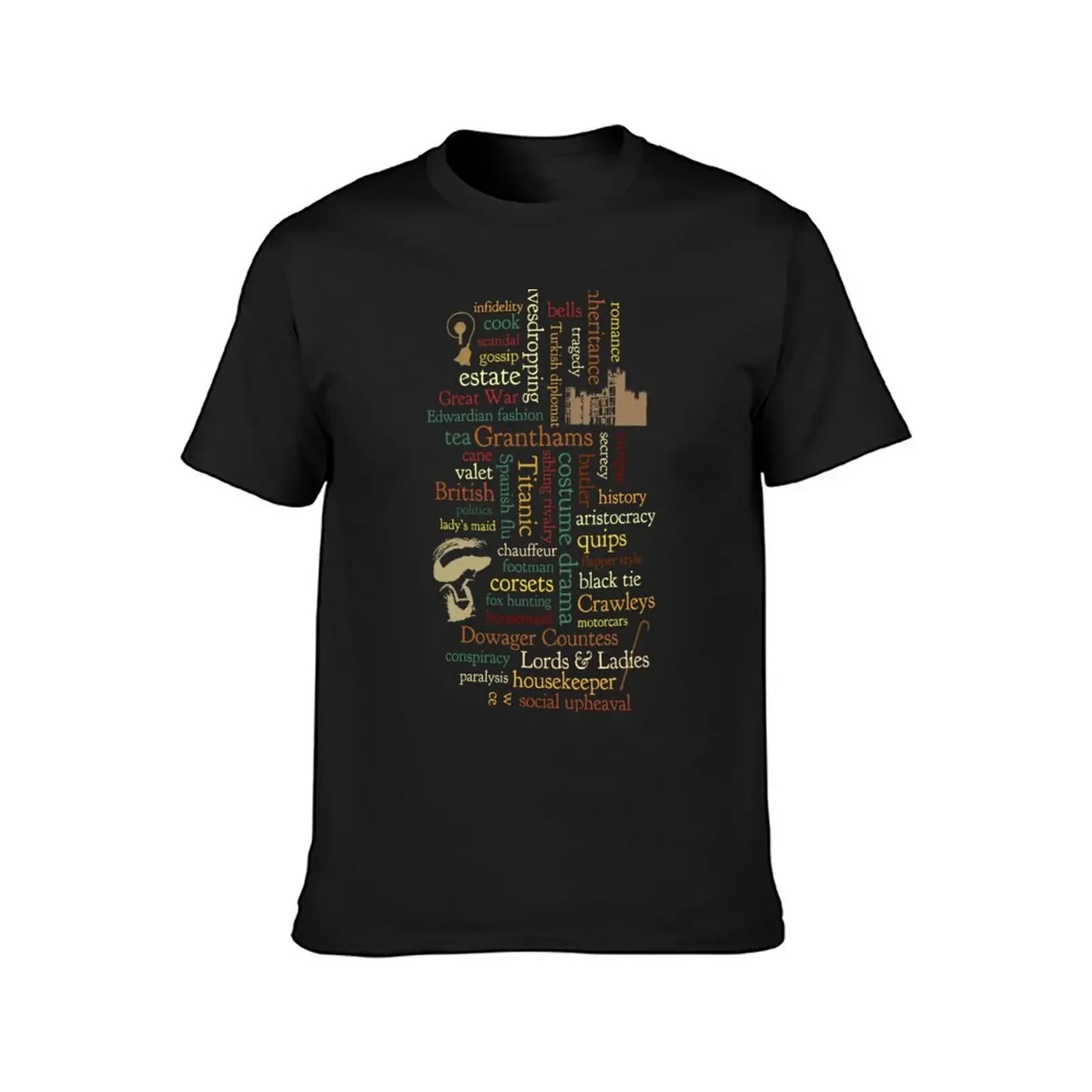 Downton Abbey Word Mosaic T-Shirt vintage t shirts graphic shirts anime clothing for men