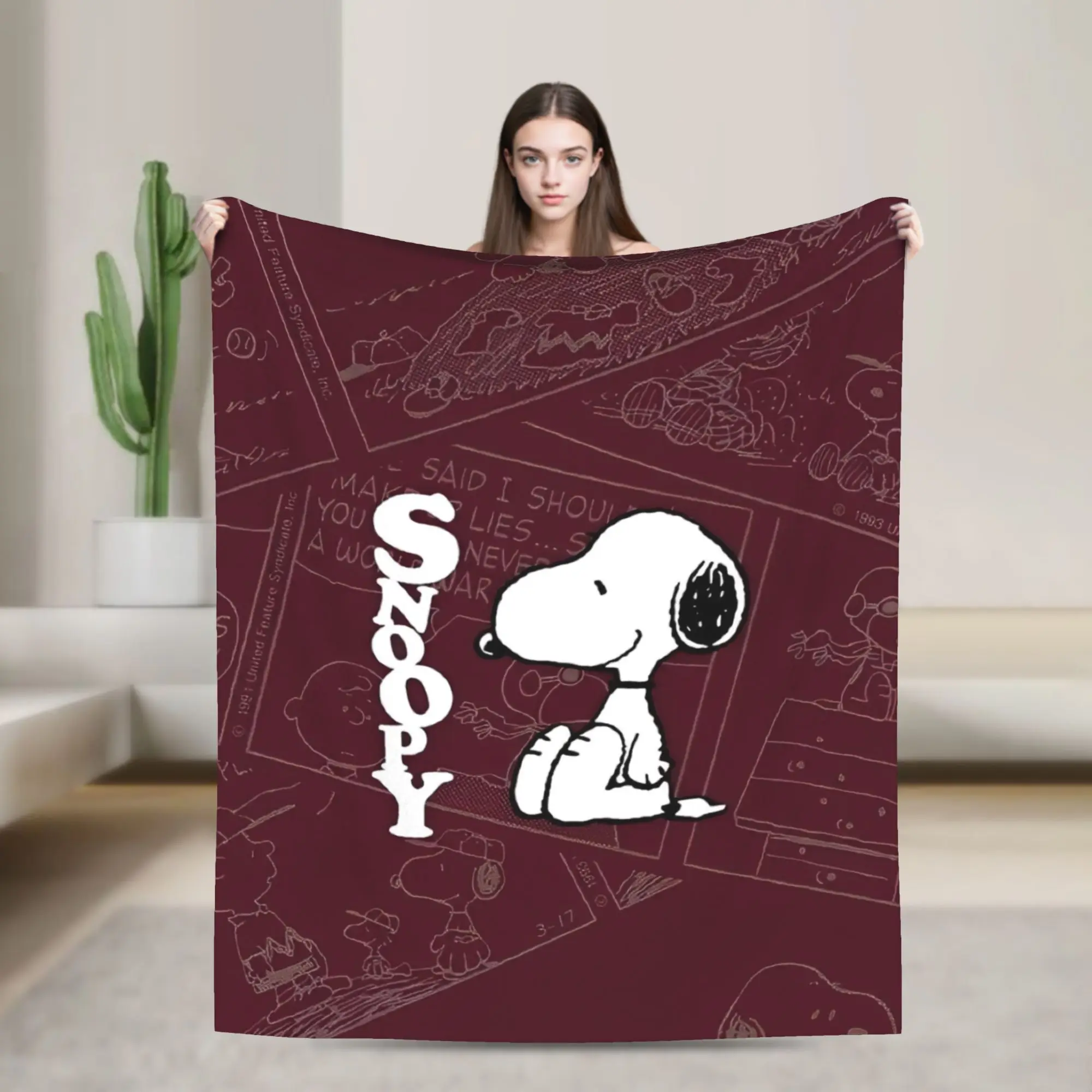 Snoopys Knitted Blanket Flannel Throw Blanket Bedding Couch Decoration Ultra-Soft Warm Bedspreads,