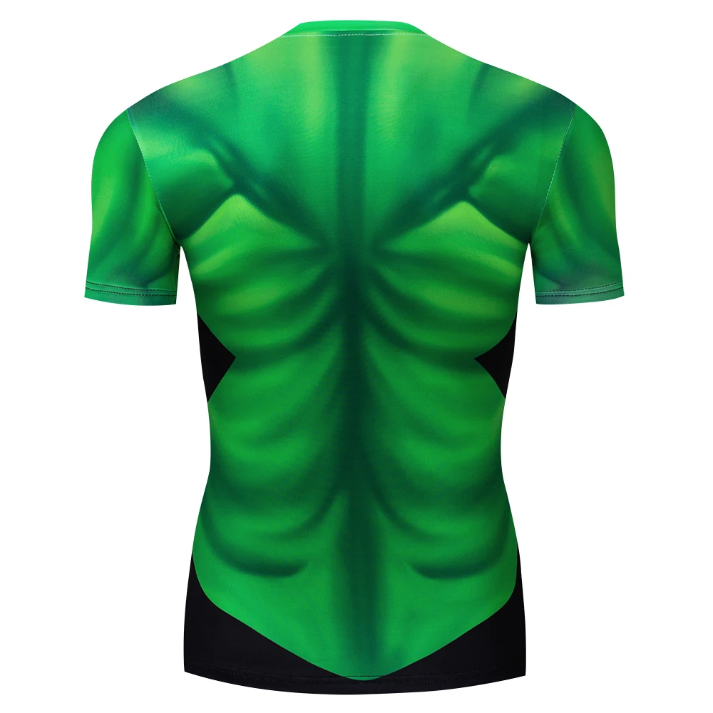 Men Green Hero T shirt Gym Fitness Jogging Sports Shirt Compression T Shirts Tight Sport Top Men Running Training Children Tees