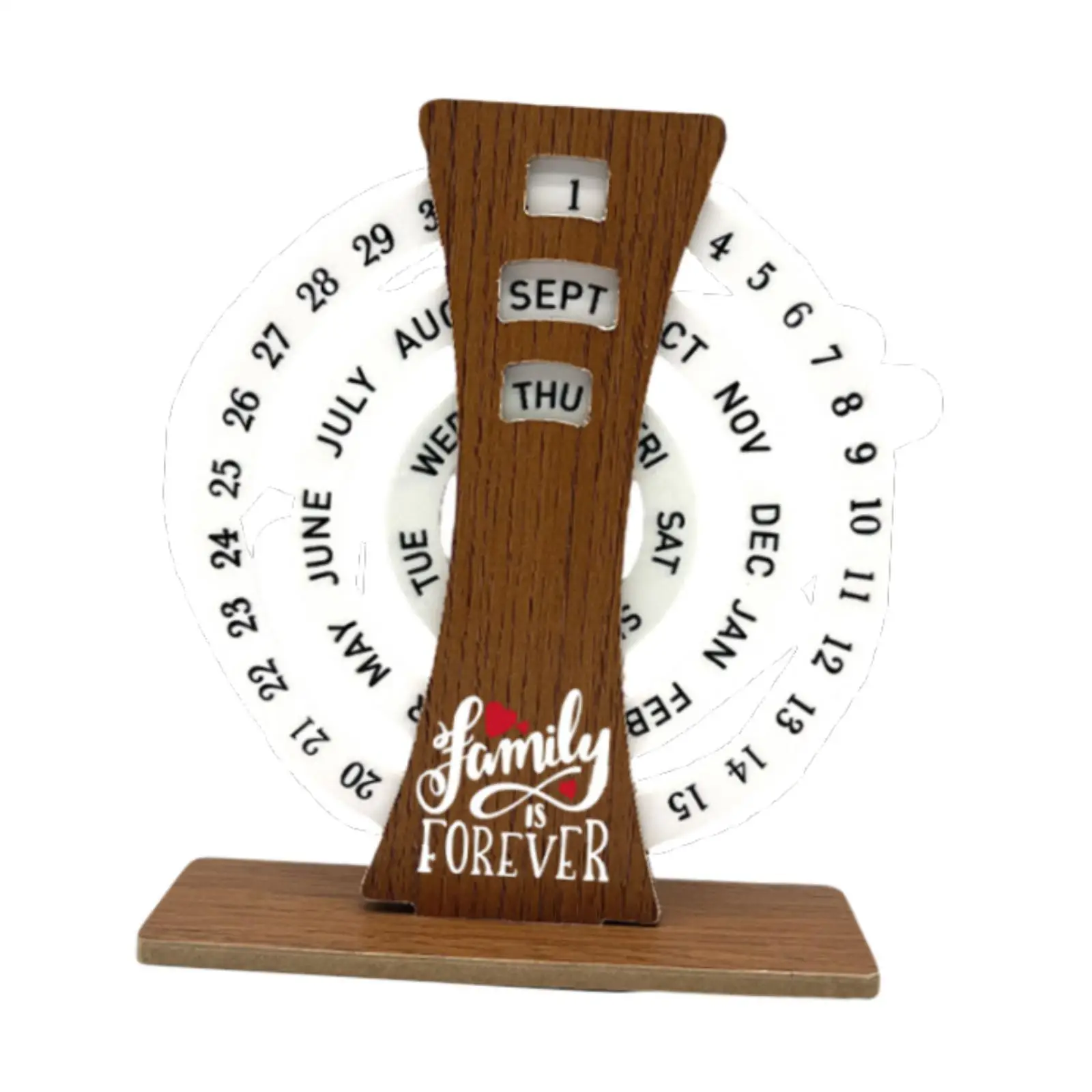 Вечный настольный календарь с деревянным диском, вращающийся настольный календарь для полки