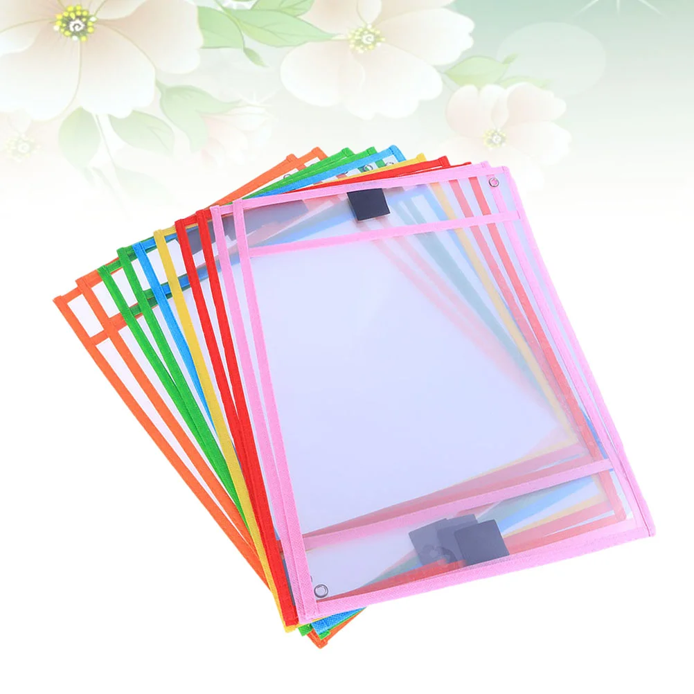 

Reusable Double-needle Sleeves Assorted Colors Stationery for Office School with Pen Case PVC Transparent Write and Wipe