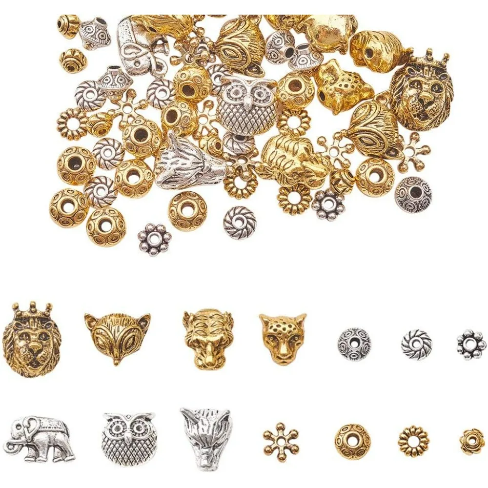 280pcs 14 Style Jewelry Spacers Antique Silver Bronze Animal Spacer Beads Metal Spacers Jewelry Findings Accessories