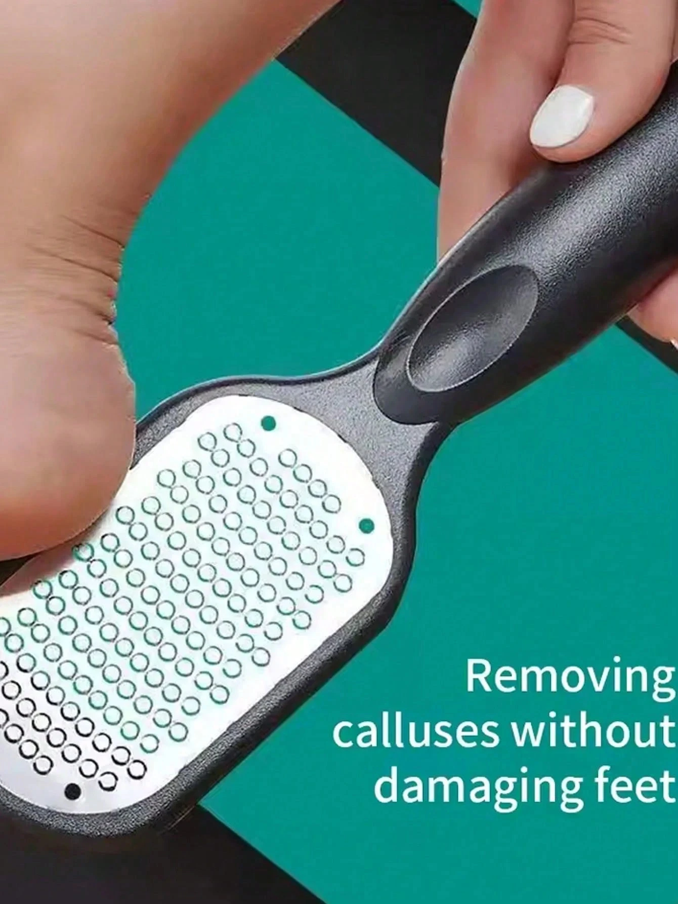 1pc de aço inoxidável profissional ferramenta de arquivo de pedicure pedra de moagem para remover calos de pele morta cutículas anti-respingo pé placa