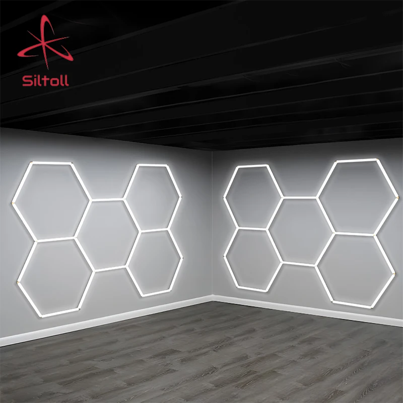 hexagonal garagem led luz honeycomb teto hexagono grade luz alta qualidade 01