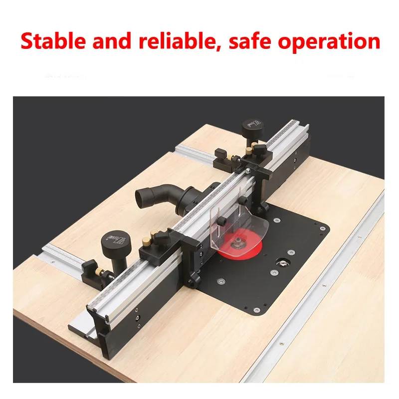 Deluxe Router Table Fence System 700mm Aluminium Profile T-tracks Sliding Fence with Bit Guard, Adjustable Stop and Dust Port