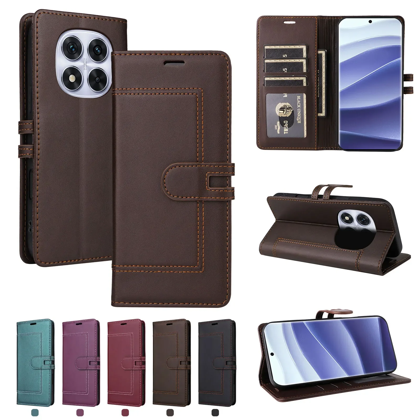 Business-Leder-Handyhülle für Xiaomi Redmi Note 14 13 12 11 Pro Plus EU 10S 9S 15C 14C 13C 12C Magnetische Flip Book Pocket Cover