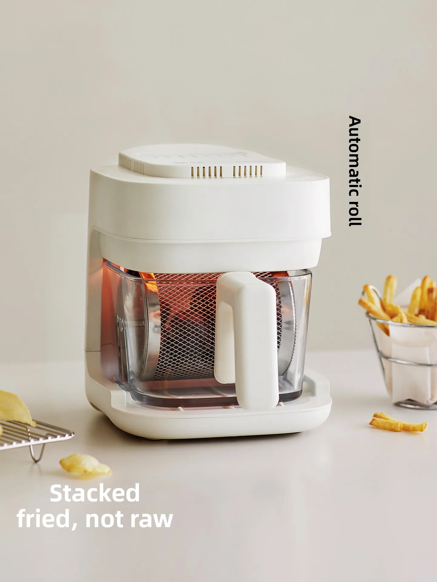 New Mini Household Air Fryer, Visible Glass Liner Electric Fryer, No Flip Multifunctional Cooking Machine view 2