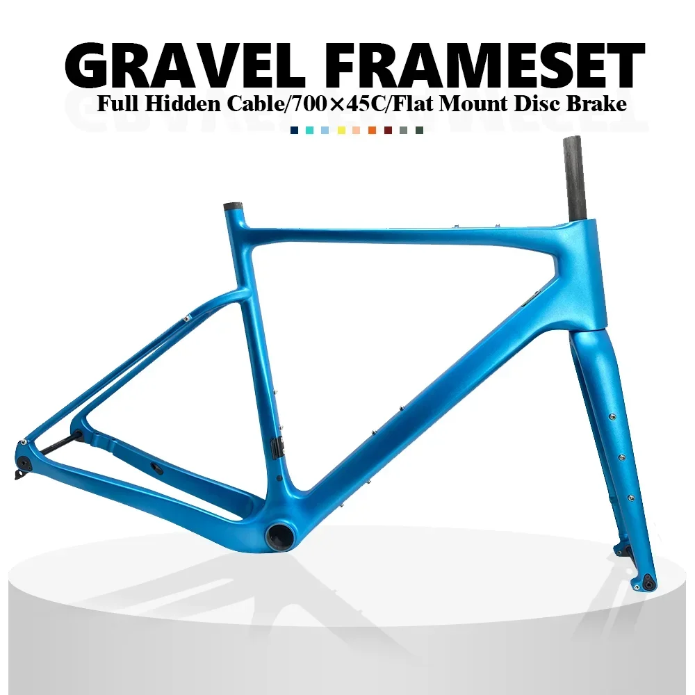 New Carbon Gravel Frame 700C Bike Frame BB386 Gravel bike Disc Gravel Bicycle Frameset Carbon frame Metallic Paint Color