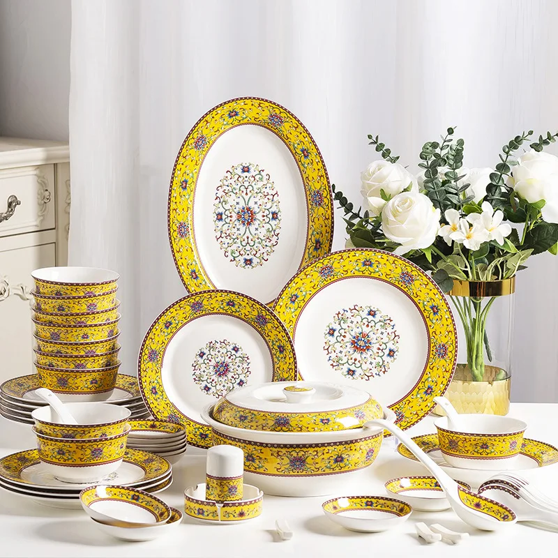 

luxury tableware plates dinner sets fine full bone china 28 56 piece dinnerware set aparelho de jantar Complete tableware