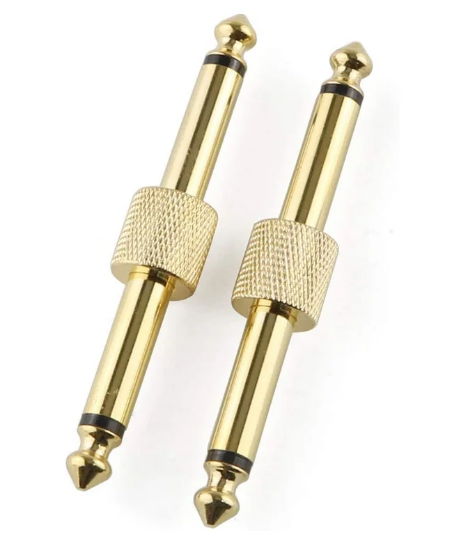 Rowin Guitar Pedal Connector Pedal Couplers Straight Type 4 Pcs TS Copper Male Connector for Effect Pedals