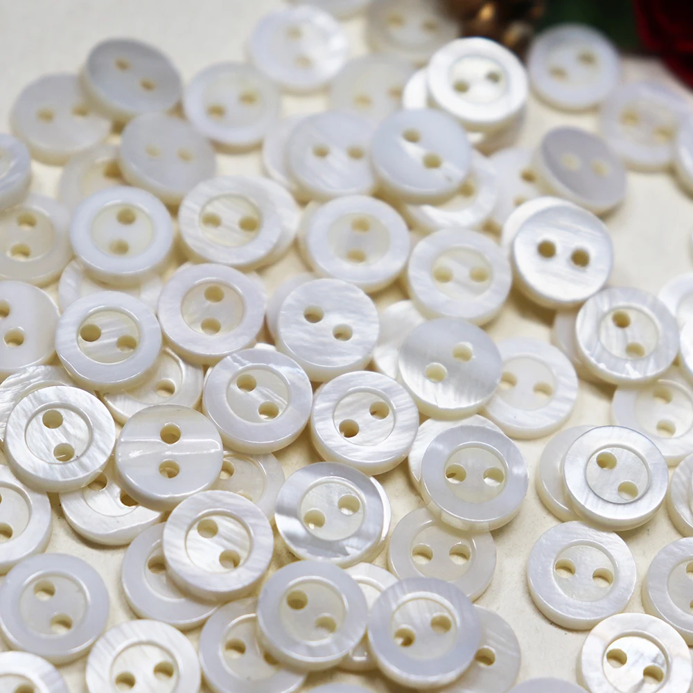 60pcs 9mm White Natural Broad Edge Shell Buttons 2 Holes Natural Freahwater River Rell Buttons for sewing craft decoration