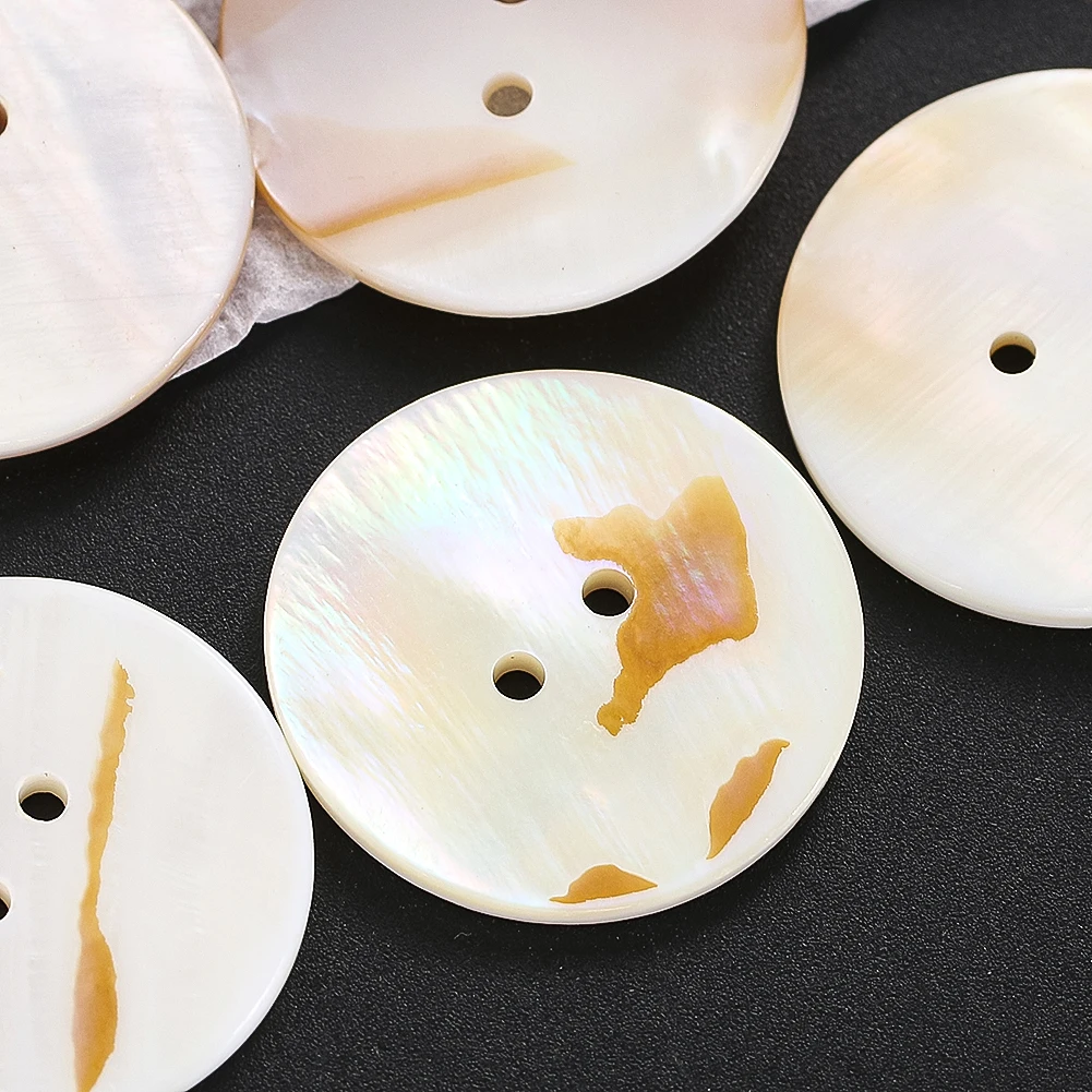 Natural MOP Macau Mother of Pearl Shell Buttons Double Hole Flat Back Buttons Sewing Craft Scrapbook Shirt Clothes Decoration