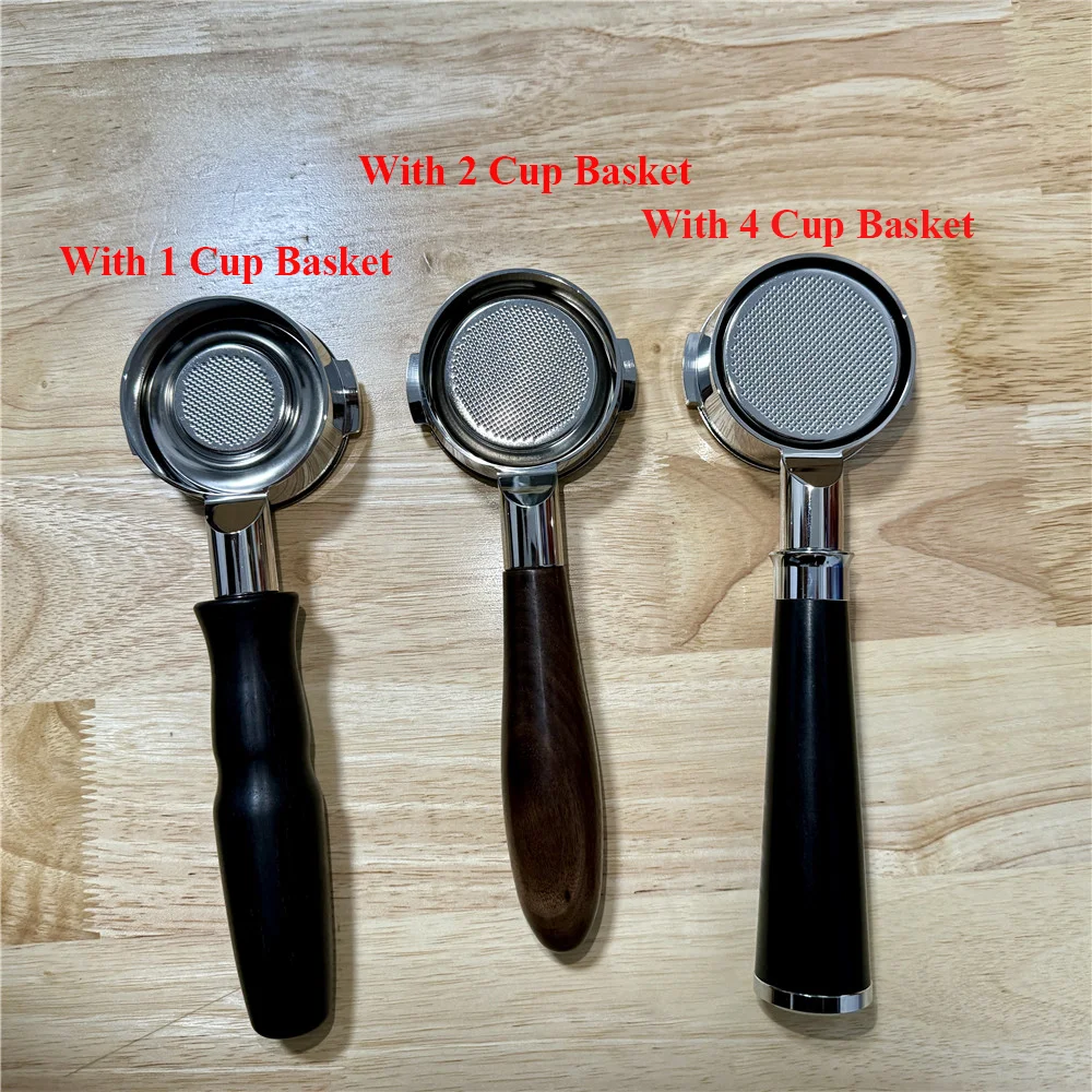 58MM Bottomless Portafilter For Breville BES900/920/980 Solid Wood Handle With 8g/18g/22g Cup Basket Naked Coffee Handle