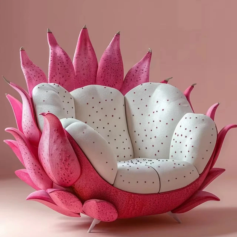 Modern European pink leather dragon fruit single leisure sofa reclining home office soft home salon bedroom living room