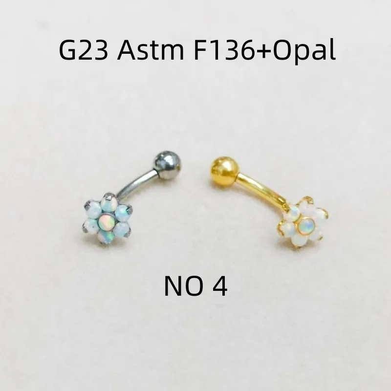 Lot10pcs G23 Titanium Astm F136 Opal Ear Helix Cartilage Daith Tragus Studs Lip Labret Bar Body Jewelry