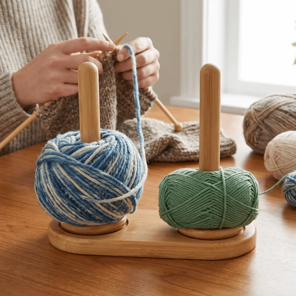 Practical Detachable Base Yarn Storage Rack Stable Vertical Rotating Wool Ball Holder Handmade Thread Spool DIY Knitting