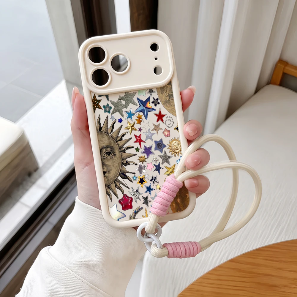 Handyhülle für Samsung Galaxy Note 20 S25 S26 Plus S24 FE S25 S24 Ultra A57 A07 5G Stern Mond Sonne Collage Lanyard Silikonhülle – Detail 4