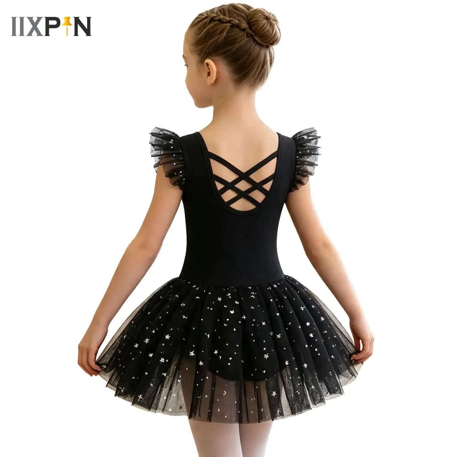 Girls Glitter Ballet Leotards Tutu Skirts Sleeveless/Long Sleeve Gymnastics Costume Kids Athletic Dancewear Unitards Dance Tutu